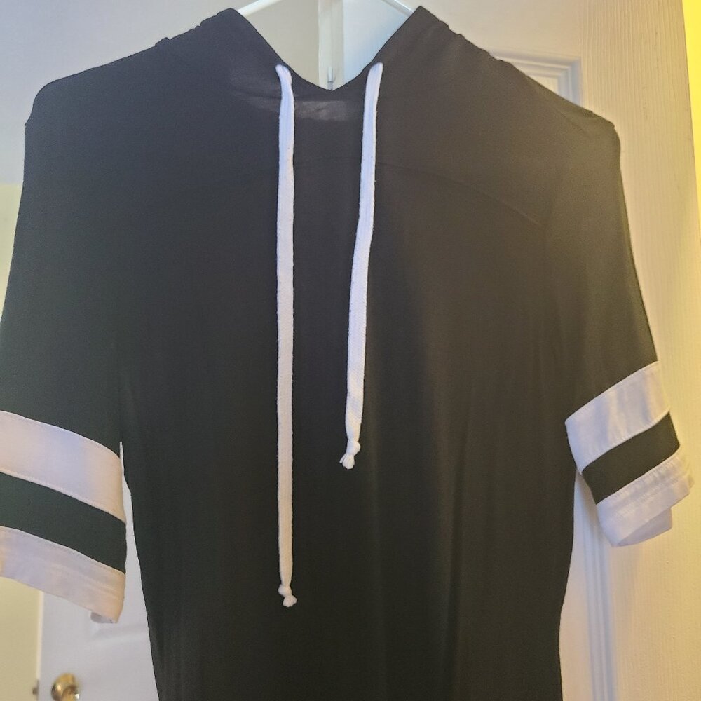 Long Black Hooded Shirt